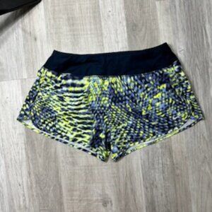 Nike running shorts tye dye navy lime green and white M